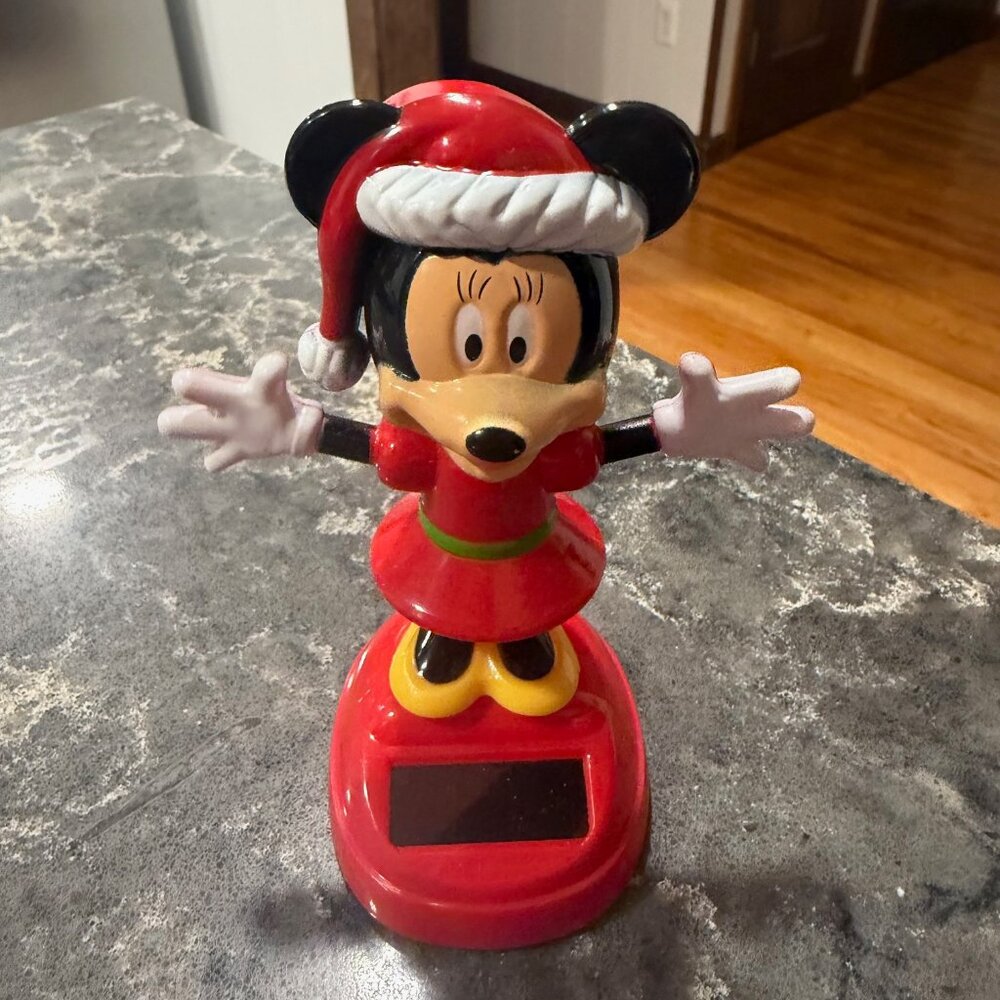 Minnie Mouse Christmas Solar Bobble Head Dancer
